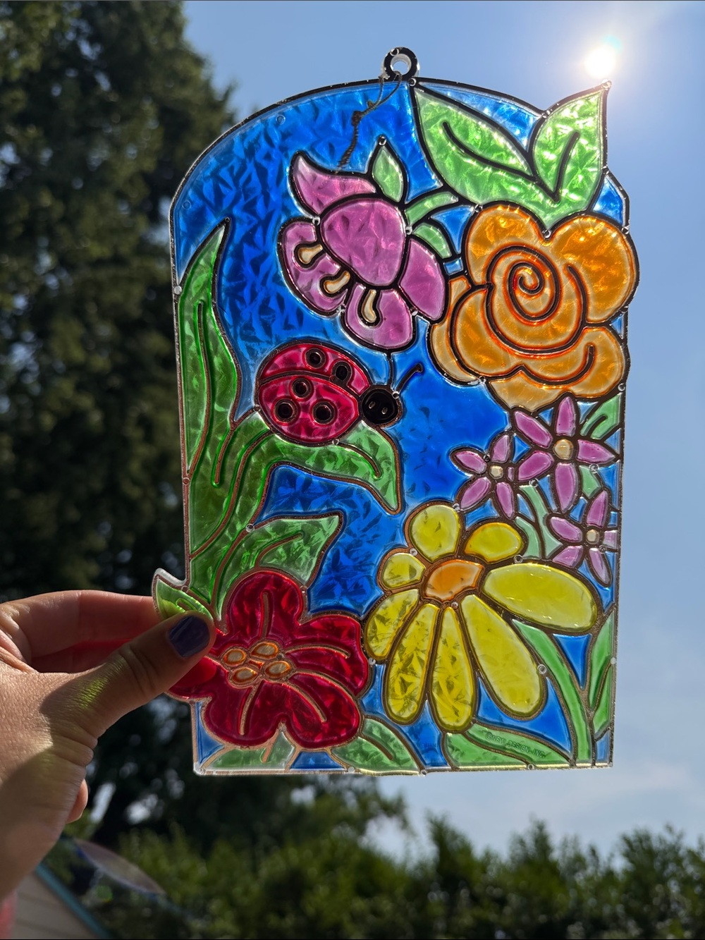 Vintage Floral Stained Glass Panel